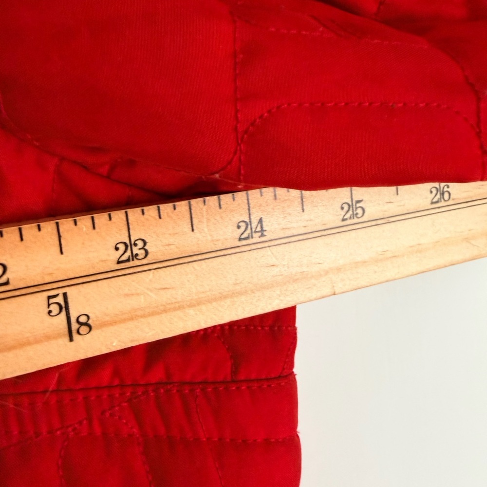 TOMMY HILFIGER Women’s Red Quilted Barn Jacket Black Corduroy Collar Sz 1X - Picture 4 of 8